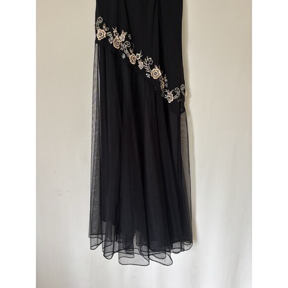 VTG R&M Richards Dress 8 Beaded Mesh Floral Black Boho Whimsical Goth Fairy Y2K - Picture 3 of 12